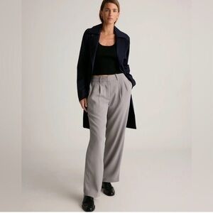 Quince Women’s 8 Stretch Lightweight Pleated Wide Leg Trousers Pants Light Gray